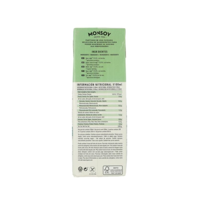Bebida Vegetal de Soja SinGluten Bio 1L Monsoy