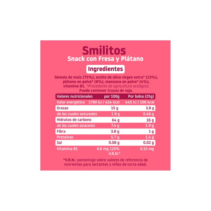 Smilitos Gusanitos Fresa y Platano Eco 25g Smileat