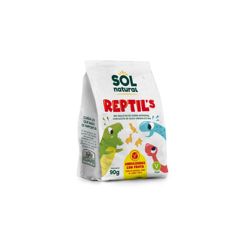 Galletas Reptils de Avena y Fruta Bio Vegan 90g Solnatural