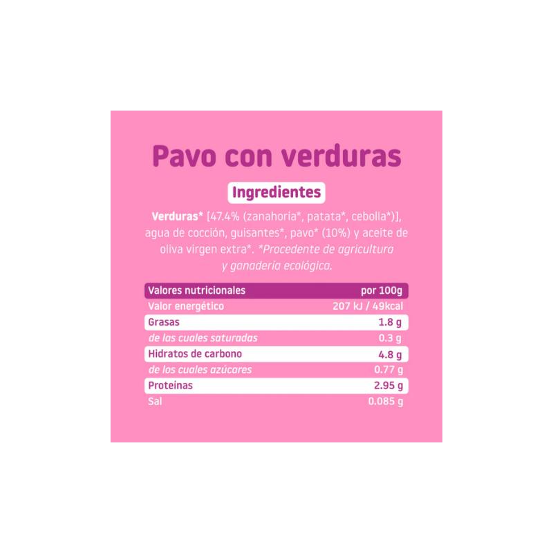 Potito Pavo y Verduras 6M SinGluten Eco 230g Smileat