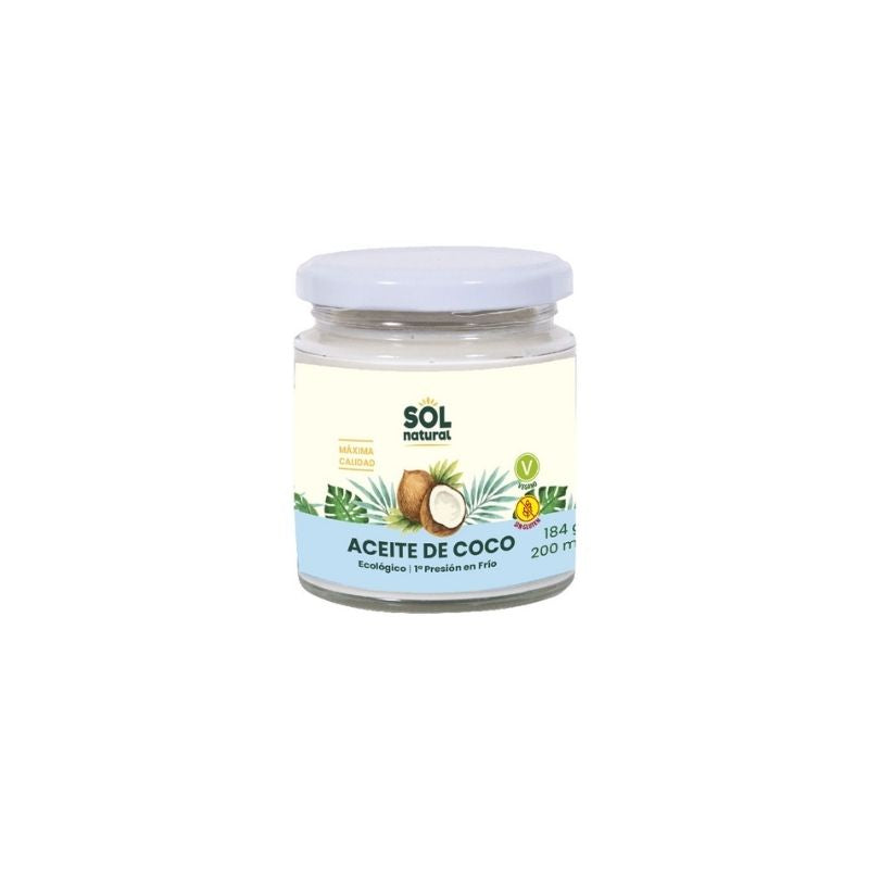 Aceite de Coco Virgen Extra SinGluten Bio Vegan 200ml Solnatural