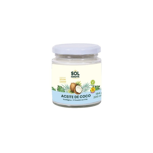 Aceite de Coco Virgen Extra SinGluten Bio Vegan 200ml Solnatural