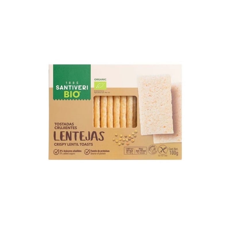 Tostadas Crujientes de Lentejas SinGluten Bio Vegan 100g Santiveri