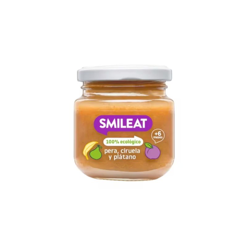 Potito Pera Ciruela Platano 6M SinGluten Eco 130g Smileat