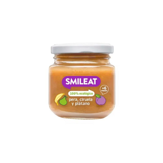 Potito Pera Ciruela Platano 6M SinGluten Eco 130g Smileat