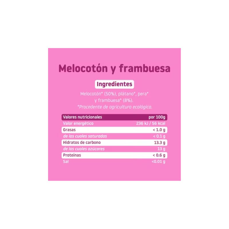 Potito Melocoton Frambuesa 6M Eco 130g Smileat