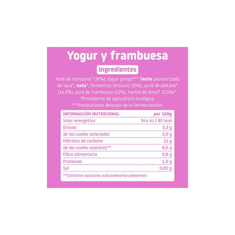 Bebible Yogur y Frambuesa 9M Eco 100g Smileat