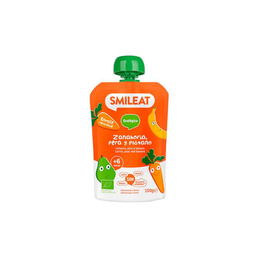 Bebible Zanahoria Pera Platano 6M SinGluten Eco 100g Smileat