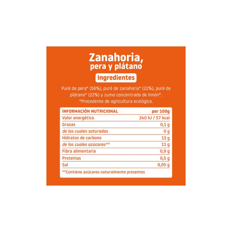 Bebible Zanahoria Pera Platano 6M SinGluten Eco 100g Smileat