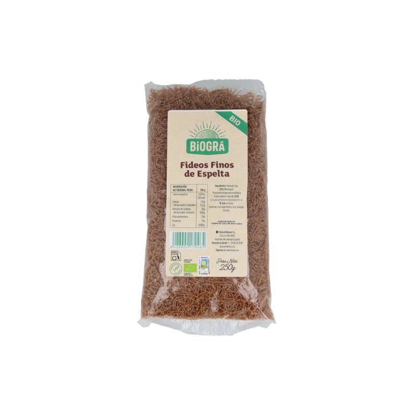 Fideos Finos de Espelta Integral Bio Vegan 250g Biogra