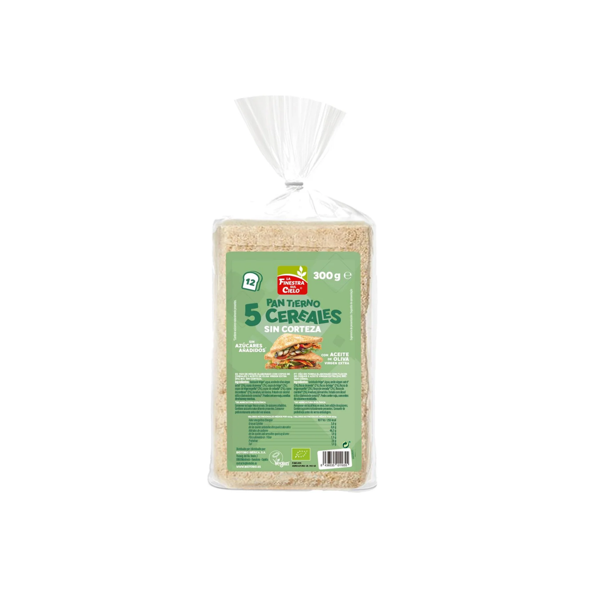 Pan Molde 5 Cereales Sin Corteza Eco 300gr La Finestra