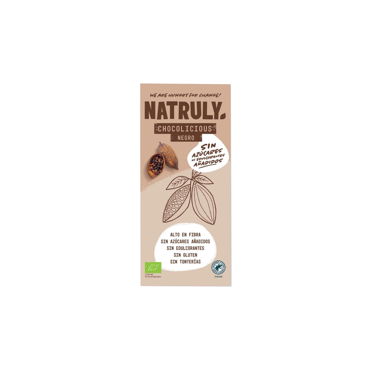 Chocolicius Negro Chocolate 70% Cacao SinAzucar 85g Natruly