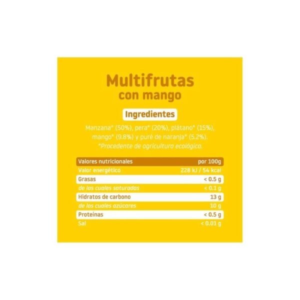 Potito Multifrutas con Mango 6M SinGluten Eco 130g Smileat