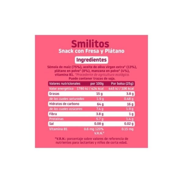 Smilitos Gusanitos Fresa y Platano Eco 25g Smileat