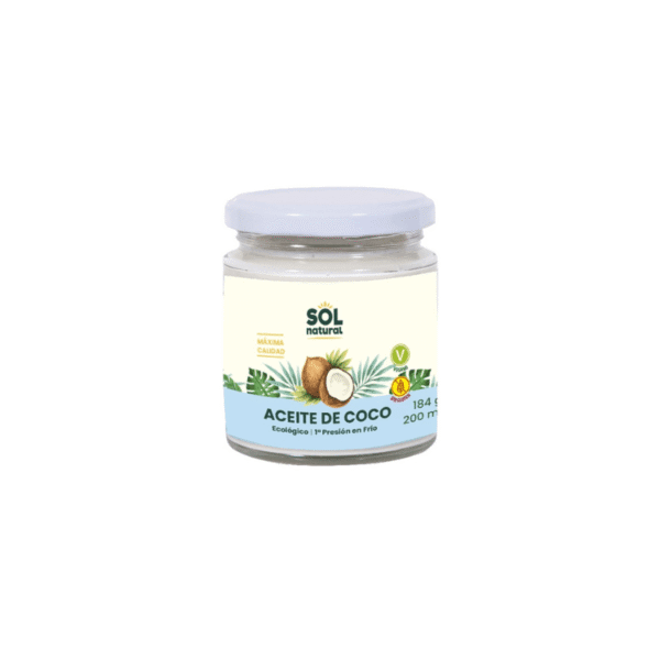 Aceite de Coco Virgen Extra SinGluten Bio Vegan 200ml Solnatural
